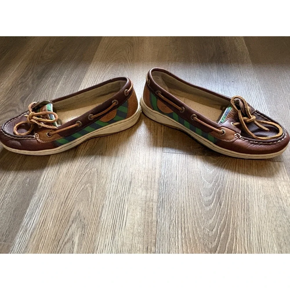 Women's SPERRY TOP-SIDER Summer Boat Shoes STS94093‎ Size 5.5 Green Navy Stripes